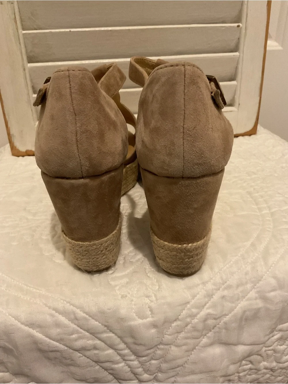 Cordani Jordynn Suede T-Strap Wedge Sandals - Taupe